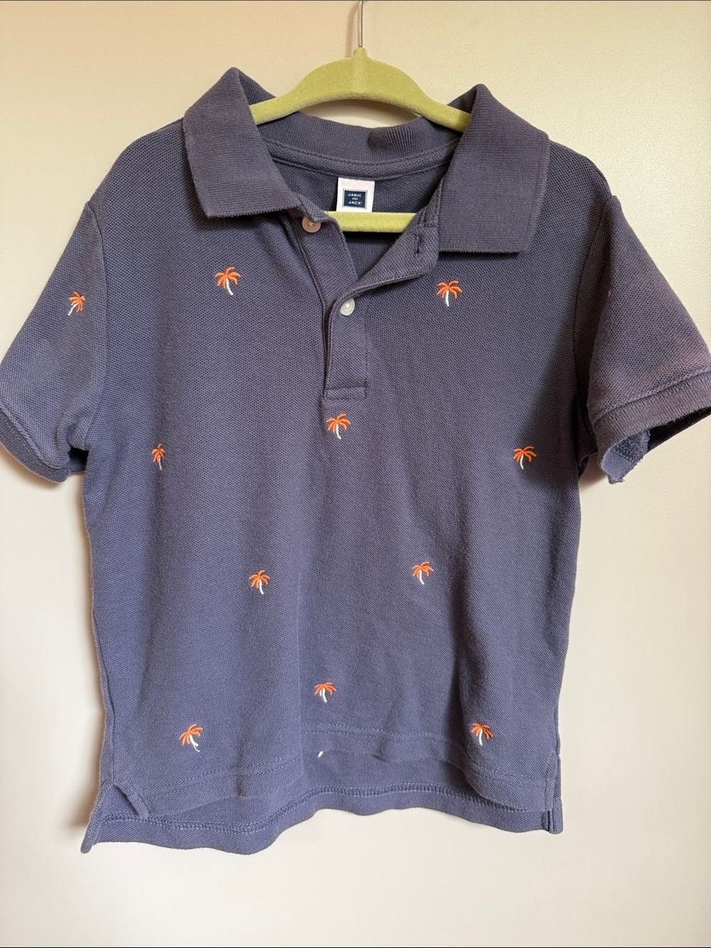 Janie and Jack Navy Polo with Orange Palm Embroidery
